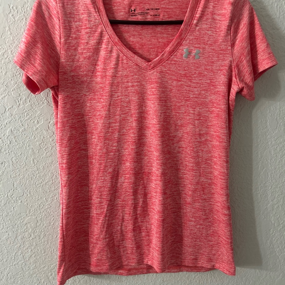 Under Armour Women's Heathered Coral V-Neck Tee